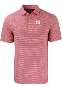 Cutter and Buck Nebraska Cornhuskers Mens Red Forge Double Stripe Short Sleeve Polo