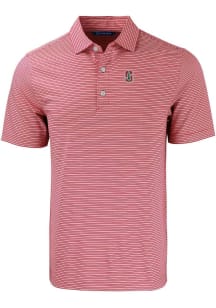 Cutter and Buck Stanford Cardinal Mens Red Forge Double Stripe Short Sleeve Polo