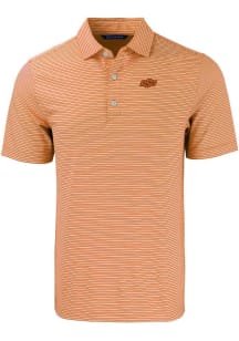 Cutter and Buck Oklahoma State Cowboys Mens Orange Forge Double Stripe Short Sleeve Polo