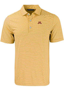Cutter and Buck Minnesota Golden Gophers Mens Gold Forge Double Stripe Short Sleeve Polo
