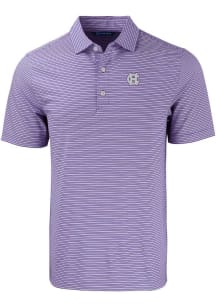 Cutter and Buck Holy Cross Crusaders Mens Purple Forge Double Stripe Short Sleeve Polo
