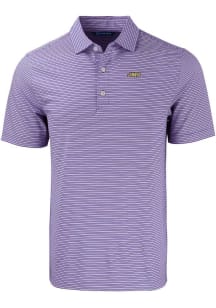 Cutter and Buck James Madison Dukes Mens Purple Forge Double Stripe Short Sleeve Polo