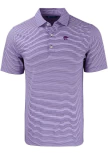 Cutter and Buck K-State Wildcats Mens Purple Forge Double Stripe Short Sleeve Polo