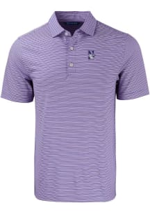 Cutter and Buck Northwestern Wildcats Mens Purple Forge Double Stripe Short Sleeve Polo