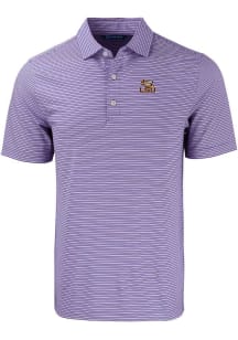 Cutter and Buck LSU Tigers Mens Purple Forge Double Stripe Short Sleeve Polo