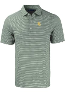 Cutter and Buck Baylor Bears Mens Green Forge Double Stripe Short Sleeve Polo