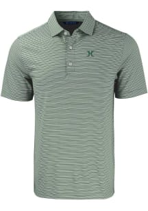 Cutter and Buck Hawaii Warriors Mens Green Forge Double Stripe Short Sleeve Polo