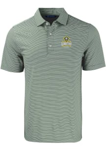 Cutter and Buck UNCW Seahawks Mens Green Forge Double Stripe Short Sleeve Polo