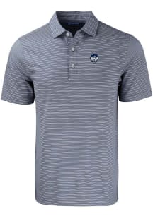 Cutter and Buck UConn Huskies Mens Navy Blue Forge Double Stripe Short Sleeve Polo