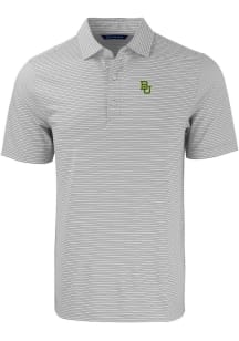 Cutter and Buck Baylor Bears Mens Grey Forge Double Stripe Short Sleeve Polo