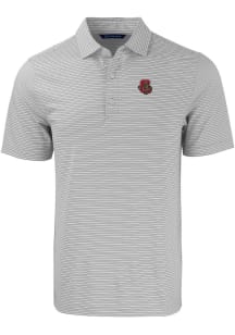 Cutter and Buck Cornell Big Red Mens Grey Forge Double Stripe Short Sleeve Polo