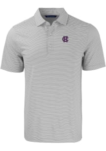 Cutter and Buck Holy Cross Crusaders Mens Grey Forge Double Stripe Short Sleeve Polo