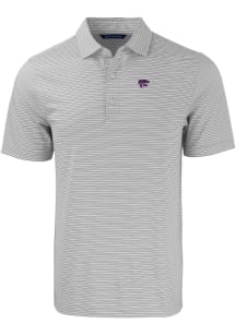 Cutter and Buck K-State Wildcats Mens Grey Forge Double Stripe Short Sleeve Polo
