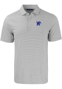 Cutter and Buck Memphis Tigers Mens Grey Forge Double Stripe Short Sleeve Polo