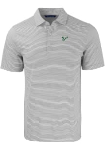 Cutter and Buck South Florida Bulls Mens Grey Forge Double Stripe Short Sleeve Polo