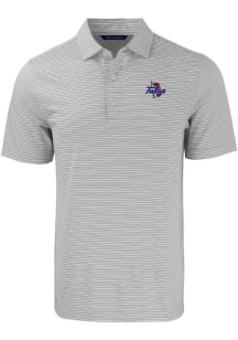 Cutter and Buck Tulsa Golden Hurricane Mens Grey Forge Double Stripe Short Sleeve Polo