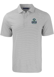 Cutter and Buck UNCW Seahawks Mens Grey Forge Double Stripe Short Sleeve Polo