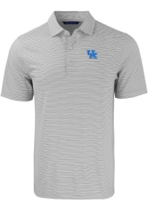 Cutter and Buck Kentucky Wildcats Mens Grey Forge Double Stripe Short Sleeve Polo