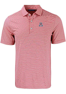 Cutter and Buck Arizona Wildcats Mens Red Forge Double Stripe Short Sleeve Polo