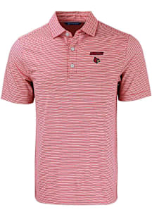 Cutter and Buck Louisville Cardinals Mens Red Forge Double Stripe Short Sleeve Polo