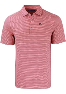 Cutter and Buck Miami RedHawks Mens Red Forge Double Stripe Short Sleeve Polo
