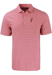 Mens Cincinnati Bearcats Red Cutter and Buck Forge Double Stripe Short Sleeve Polo Shirt