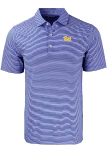 Cutter and Buck Pitt Panthers Mens Blue Forge Double Stripe Short Sleeve Polo