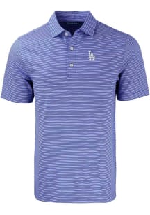 Cutter and Buck Los Angeles Dodgers Mens Blue Forge Double Stripe Short Sleeve Polo