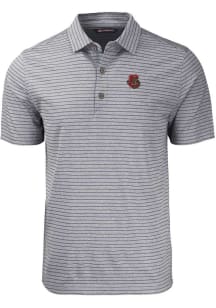 Cutter and Buck Cornell Big Red Mens Black Forge Heather Stripe Short Sleeve Polo