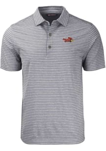 Cutter and Buck Illinois State Redbirds Mens Black Forge Heather Stripe Short Sleeve Polo