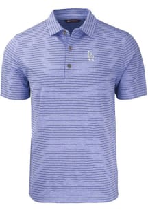 Cutter and Buck Los Angeles Dodgers Mens Blue Forge Heather Stripe Short Sleeve Polo