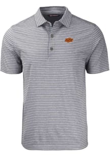 Cutter and Buck Oklahoma State Cowboys Mens Black Forge Heather Stripe Short Sleeve Polo