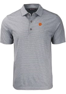 Cutter and Buck Clemson Tigers Mens Black Forge Heather Stripe Short Sleeve Polo