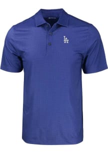 Cutter and Buck Los Angeles Dodgers Mens Blue Pike Eco Geo Print Short Sleeve Polo