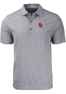 Cutter and Buck Oklahoma Sooners Mens Black Forge Heather Stripe Short Sleeve Polo