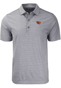 Cutter and Buck Oregon State Beavers Mens Black Forge Heather Stripe Short Sleeve Polo