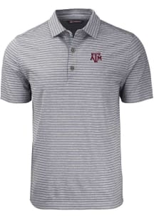 Cutter and Buck Texas A&amp;M Aggies Mens Black Forge Heather Stripe Short Sleeve Polo