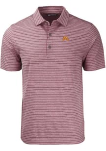 Cutter and Buck Minnesota Golden Gophers Mens Maroon Forge Heather Stripe Short Sleeve Polo