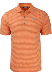 Cutter and Buck Virginia Cavaliers Mens Orange Forge Heather Stripe Short Sleeve Polo