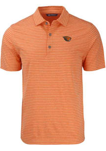 Cutter and Buck Oregon State Beavers Mens Orange Forge Heather Stripe Short Sleeve Polo