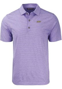Cutter and Buck James Madison Dukes Mens Purple Forge Heather Stripe Short Sleeve Polo