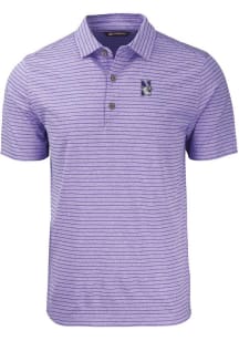 Cutter and Buck Northwestern Wildcats Mens Purple Forge Heather Stripe Short Sleeve Polo