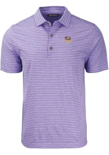 Cutter and Buck LSU Tigers Mens Purple Forge Heather Stripe Short Sleeve Polo