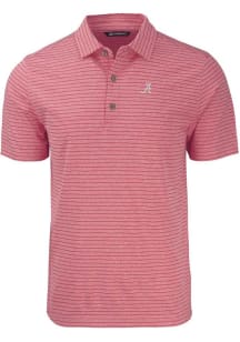 Cutter and Buck Alabama Crimson Tide Mens Cardinal Forge Heather Stripe Short Sleeve Polo