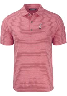 Mens Cincinnati Bearcats Red Cutter and Buck Forge Heather Stripe Short Sleeve Polo Shirt