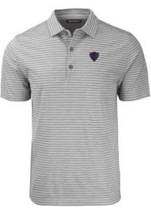 Cutter and Buck DePaul Blue Demons Mens Grey Forge Heather Stripe Short Sleeve Polo