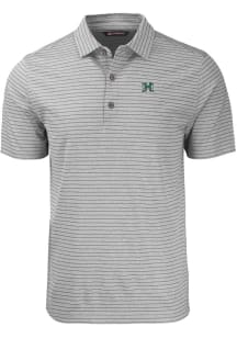 Cutter and Buck Hawaii Warriors Mens Grey Forge Heather Stripe Short Sleeve Polo