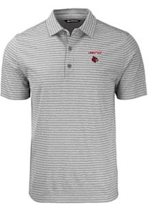 Cutter and Buck Louisville Cardinals Mens Grey Forge Heather Stripe Short Sleeve Polo