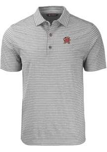 Cutter and Buck Maryland Terrapins Mens Grey Forge Heather Stripe Short Sleeve Polo