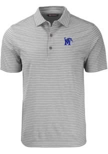 Cutter and Buck Memphis Tigers Mens Grey Forge Heather Stripe Short Sleeve Polo